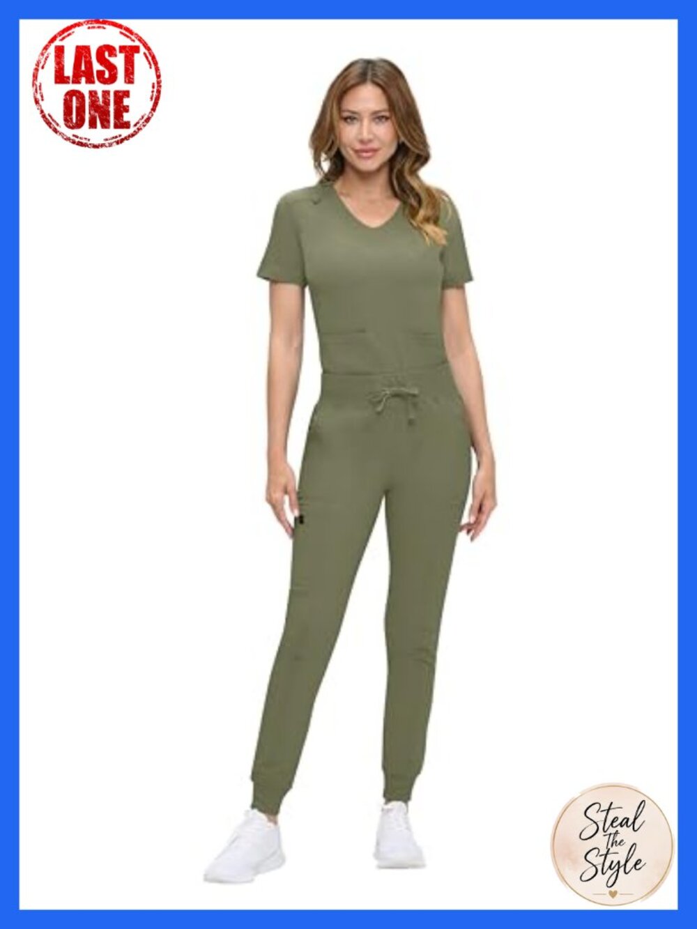 Ultra-Soft Luxe Stretch Jogger Scrub Set Regular Petite V-Neck Medical Uniform